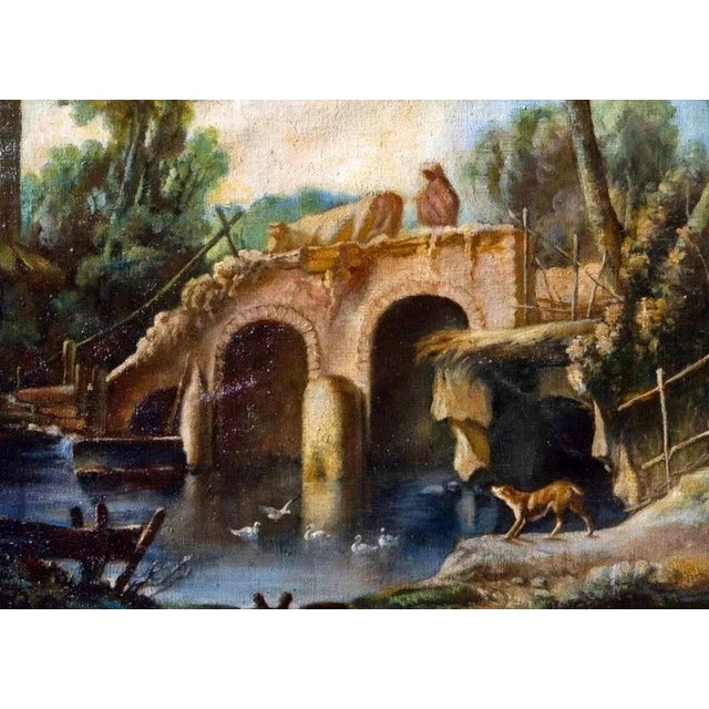 French School Artist, Landscape with Figures, Oil on Canvas, 19th Century, Framed For Sale - Image 4 of 7