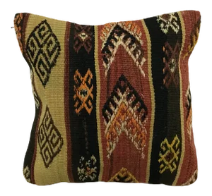 Ethnic Turkish Anatolian Red and Black Kilim Pillow Cover