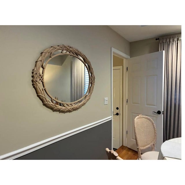 Hollywood Regency Vintage Carolina "Palm Frond" Oval Wall Mirror For Sale - Image 3 of 8