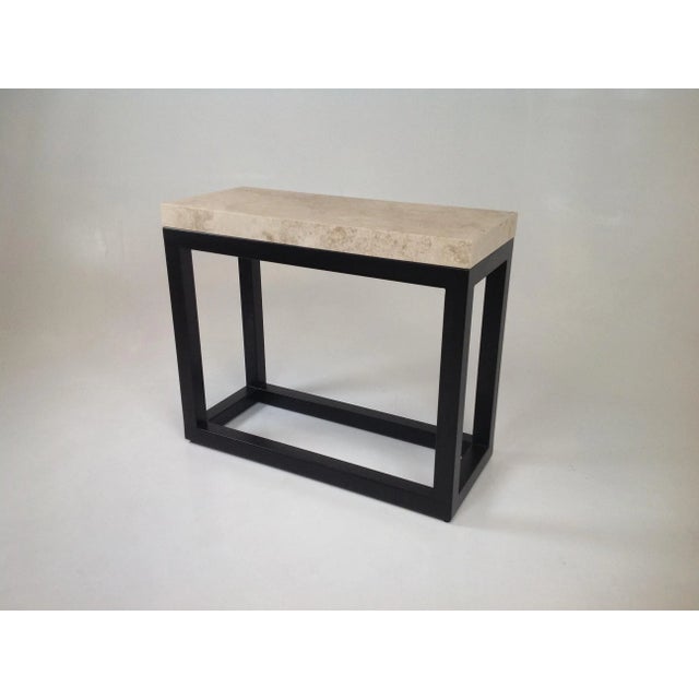 Meroni Modern Console Table With Travertine Top For Sale - Image 4 of 8