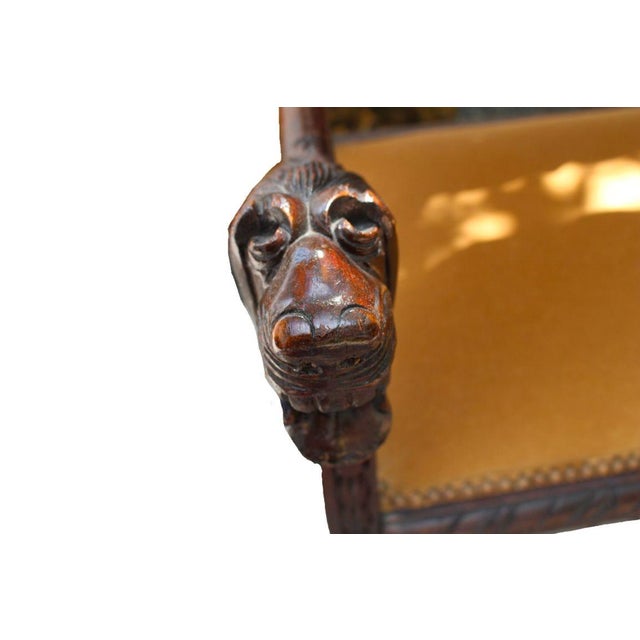 Late 19th Century Antique Italian Carved Walnut Upholstered Bench, C. Late 1800s For Sale - Image 5 of 11