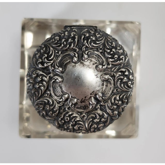 Metal Early 20th Century Sterling Silver and Crystal Glass Inkwell by Unger Brothers For Sale - Image 7 of 12