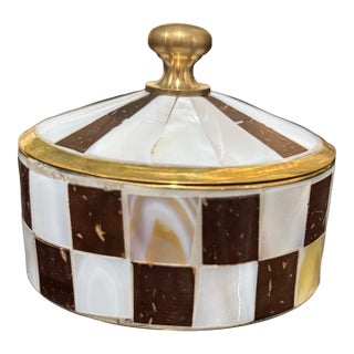 Mother of Pearl & Brass Trinket Box For Sale