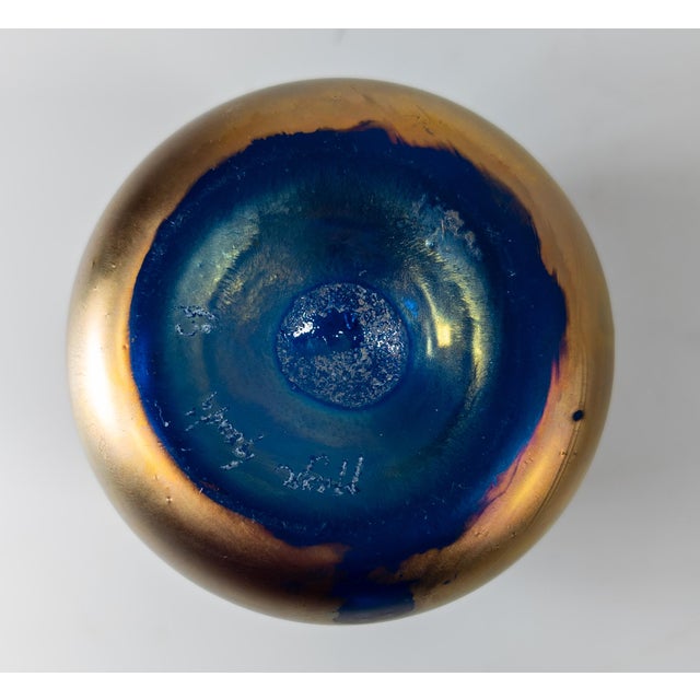 Mid-Century Contemporary Aurene Glazed Art Glass Vase, Signed For Sale - Image 10 of 12