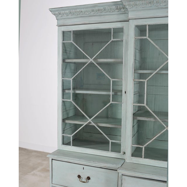 19th Century Georgian Astral Glazed Painted Bookcase With Secretary For Sale - Image 15 of 18