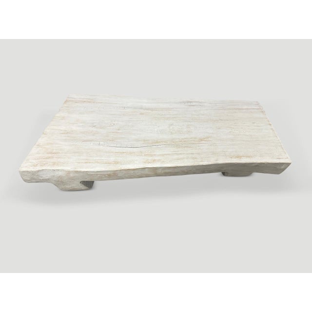 Andrianna Shamaris Low Minimalist White Washed Coffee Table For Sale - Image 4 of 6