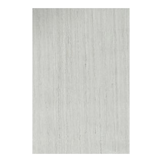 Rug & Kilim’s Oversized Textural Rug in Solid White and Silver-Gray Striae For Sale