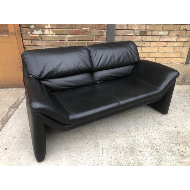 Two-Seater Sofa in Black Genuine Leather by Hans Kaufeld for de Sede, 1980s For Sale - Image 9 of 15