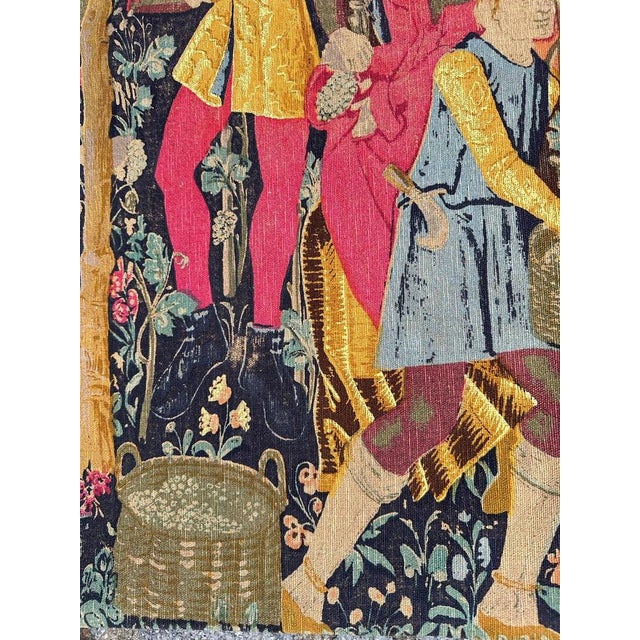 Textile Vintage French Hand Printed Tapestry Vendanges Museum Design, 1970s For Sale - Image 7 of 18