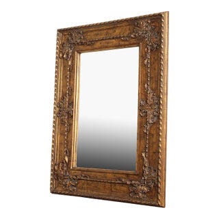 Chateau Breanna' Antiqued Gold Finish Large Wall Mirror For Sale