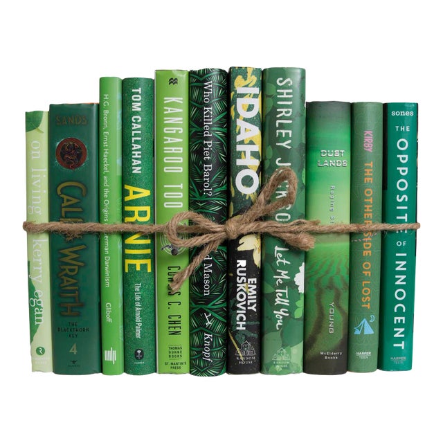 Decorative Books - Fern Dust Jacket Book Bundle - 1 Foot of Green Books For Sale