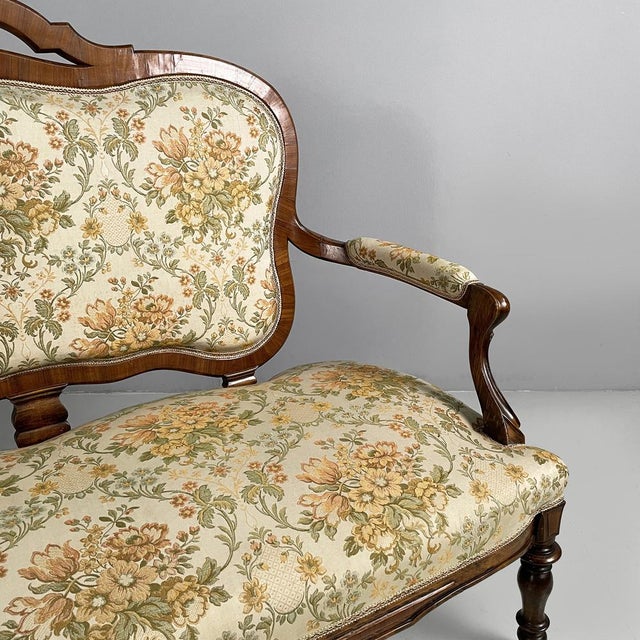 Italian 19th Century Style Sofa in Floral Fabric and Wood, 1930s For Sale - Image 6 of 18