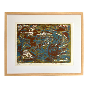 Vintage Abstract Expressionist Woodblock Original Print by Sylvia T. Gavurin