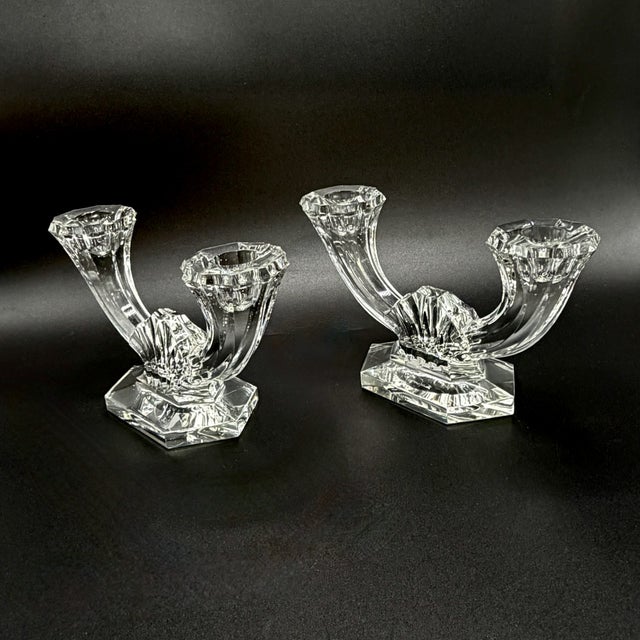 Imperial Crystal Twin-Arm Candelabra from Val Saint Lambert, Belgium, 1950s, Set of 2 For Sale - Image 9 of 18