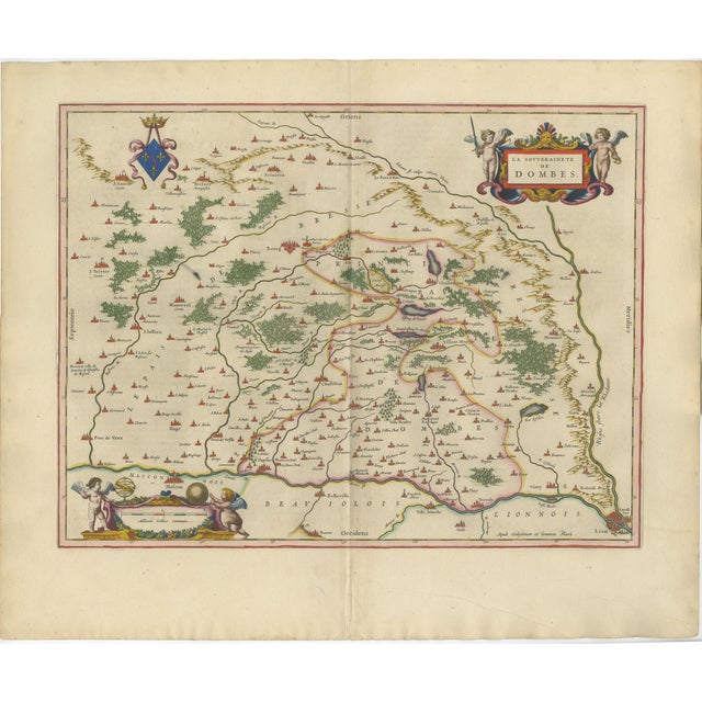 Map of Dombes, Lyonnais and Bresse from Blaeu, France, 1642 For Sale