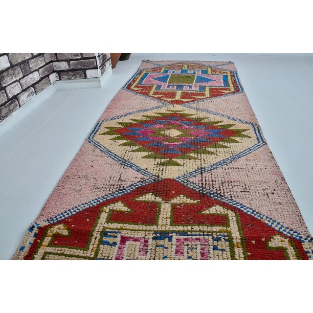 1950s Oushak Colourful Vintage Runner For Sale - Image 5 of 10