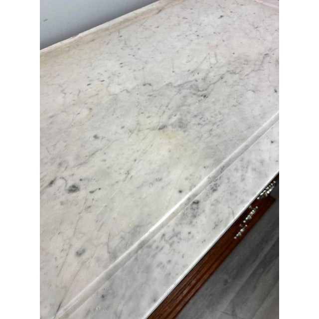 Antique French Style Carved Oak Chest of Drawers with Marble Top For Sale - Image 17 of 18