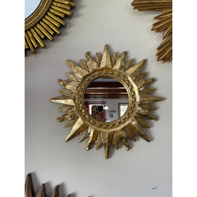 Late 20th Century Gold Gilded 12.5" Sunburst Wall Mirror For Sale - Image 18 of 18