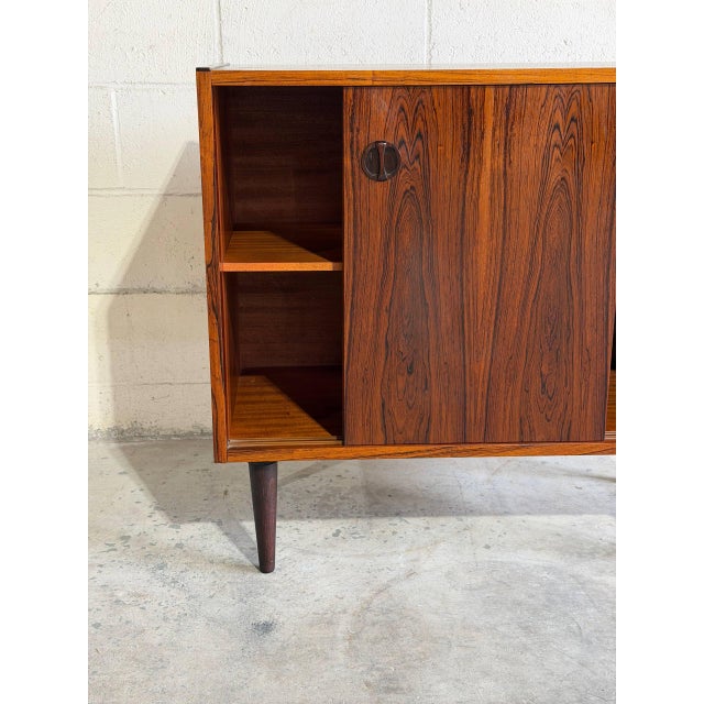 Brown Vintage Danish Mid Century Rosewood Cabinet Credenza on Tapered Legs For Sale - Image 8 of 10