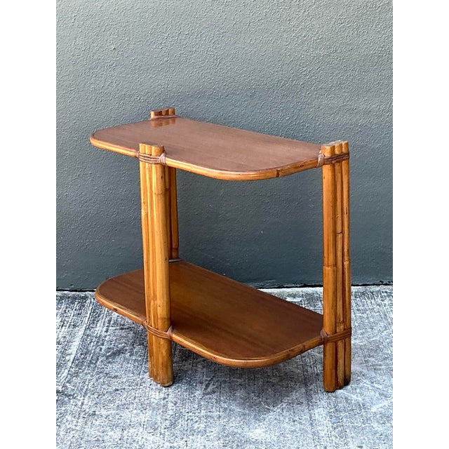 Vintage MCM Rattan Side Table For Sale - Image 9 of 12
