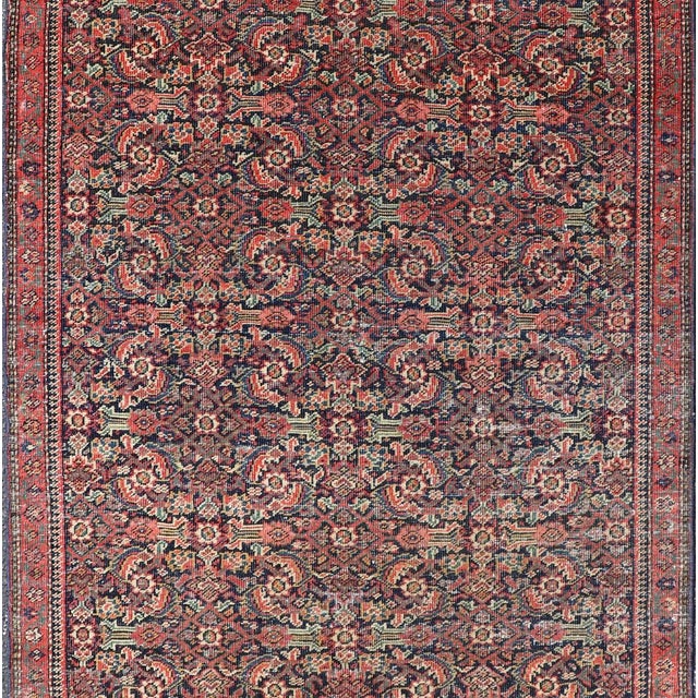 Blue Antique Faraghan Fine Persian Rug in Navy Color Background and Jewel Tones 2'10 X 5'6 For Sale - Image 8 of 11