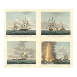 Set of 4 Aquatint Engraving Proof Plates [Representing the Stages of the Battle Between the u.s.s. Constitution and h.m.s. Java.]