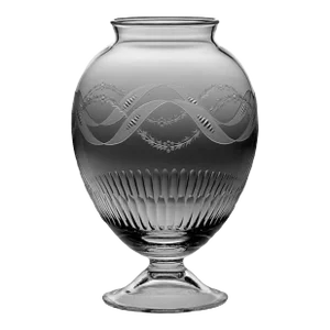 1980s Neoclassical Style Italian Crystal Vase With Festoon Engravings