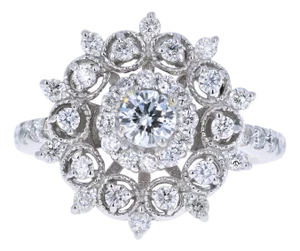 1.24 Carat Diamond Cocktail 14 Karat White Gold Ring, Size 7