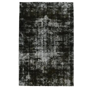 Vintage Black Rug in Cotton & Wool For Sale