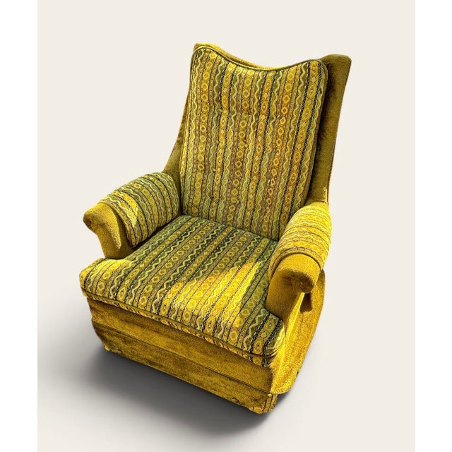 1970s Mid Century Swivel Rocker Highback Matching Chair For Sale - Image 5 of 6