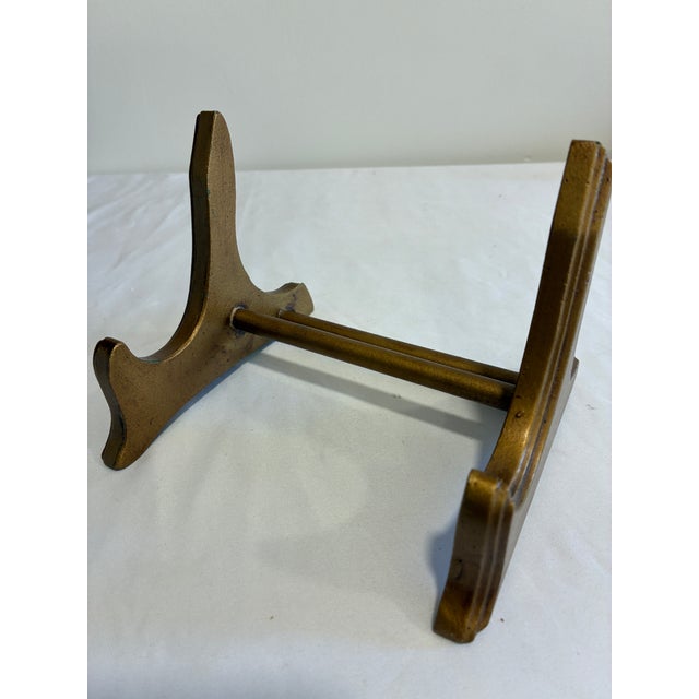 Vintage Gold Painted Wood Plate Stand / Easel For Sale - Image 4 of 8