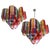 Italian Multicolored Quadriedri Murano Glass Chandeliers, 1990s, Set of 2 For Sale