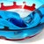 Mid 20th Century Fratelli Toso Murano Blue With Red Crown Decor Flower Millefiori Center Italian Vintage Art Glass Bowl Ashtray For Sale - Image 5 of 10