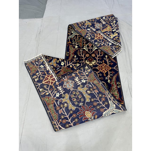 Blue Afghan Sultani Natural Dye Wool Runner Rug, Persian Bijar Design, 2′9″ × 13′2″ For Sale - Image 17 of 18