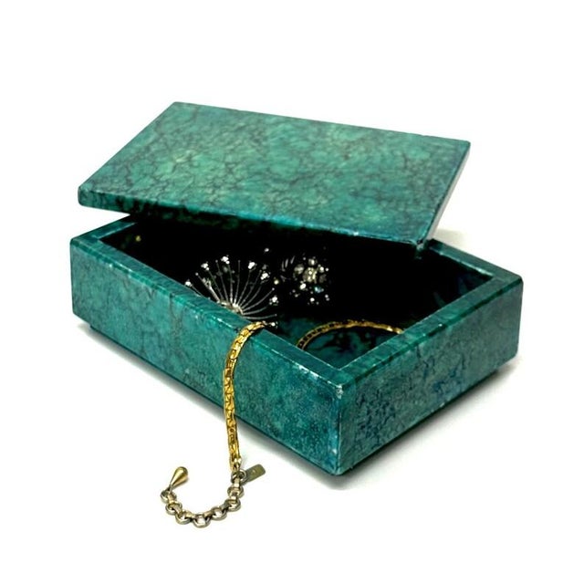 Mid-Century Malachite Stone Trinket or Jewelry Box For Sale - Image 9 of 12