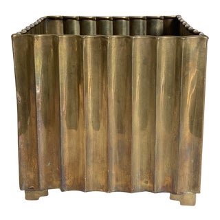 Vintage Brass Square Planter For Sale