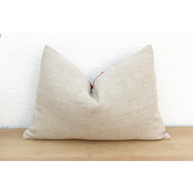 Malwa Medallion, Antique Phulkari Lumbar Pillow Cover For Sale In Los Angeles - Image 6 of 7