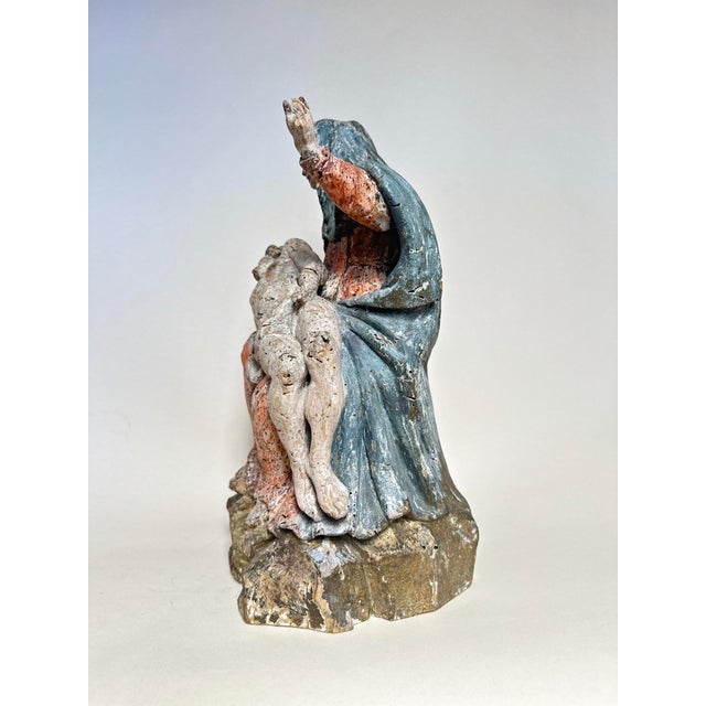 Pieta, Vesperbild, 17th Century German, Carved Wood, Painted For Sale - Image 9 of 13
