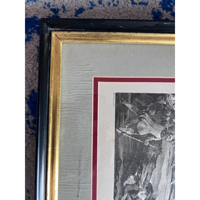 Wood 1920s Framed Battle of Montereau France Framed Lithograph Litho De C. Molte Walhier Del For Sale - Image 7 of 10