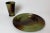 Beautiful set of a Patinated bronze Plate and Vase by Ystad Brons, Sweden, from the 1930s. The plate designed by Ivar...