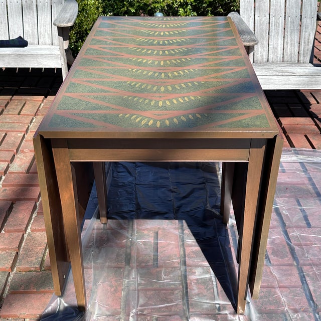 Contemporary Mid 20th Century Artist Painted Drop Leaf Henkel Harris Table For Sale - Image 3 of 12