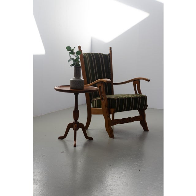 Danish Round Tripod Side Table in Stained Oak by Anton Kildeberg, 1960s For Sale - Image 4 of 17