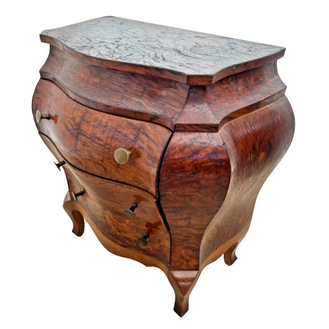 Vintage Petite Venetian Bombe style Chest, Small Console Commode, Three Drawer Nightstand, End Table with Gorgeous...