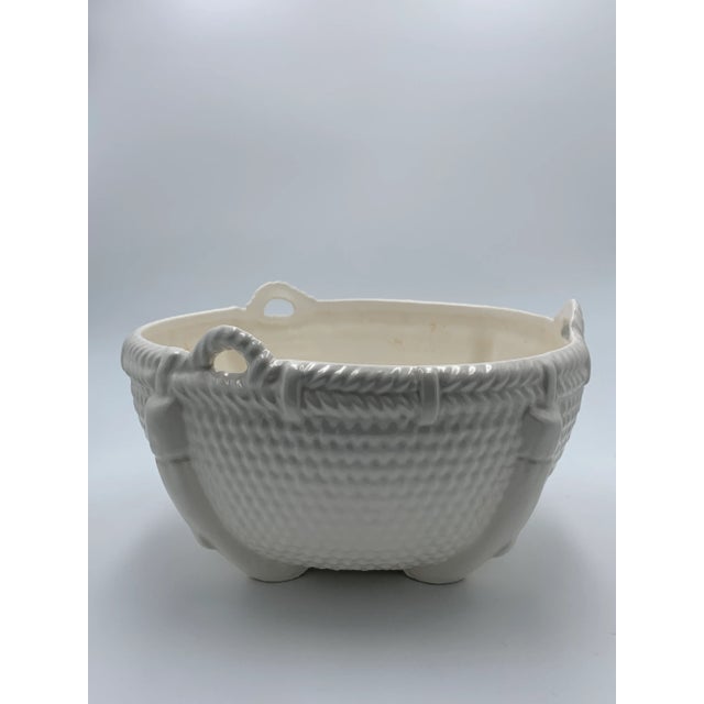 Vintage Hyalyn Basketweave White Ceramic Bowl For Sale In Atlanta - Image 6 of 6