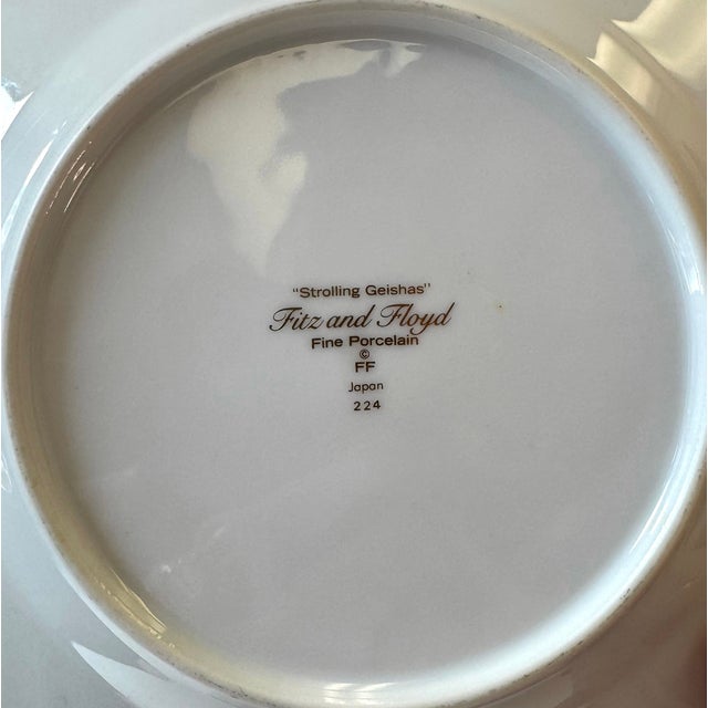 Vintage Set of 4 "Strolling Geisha" Appetizer Plates by Fitz & Floyd For Sale - Image 10 of 10