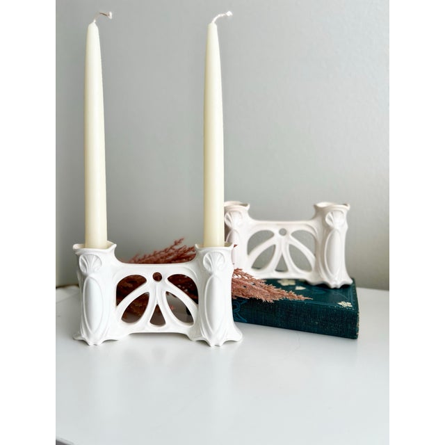 Antique Pair of Faience Art Nouveau Bud Vases For Sale - Image 4 of 8