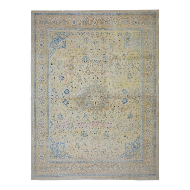 1970s Vintage Persian Handmade Wool Cotton Orange Area Rug For Sale