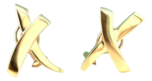 Late 20th Century Pair of Tiffany & Co., Paloma Picasso, 18k Yellow Gold Graffiti X Earrings