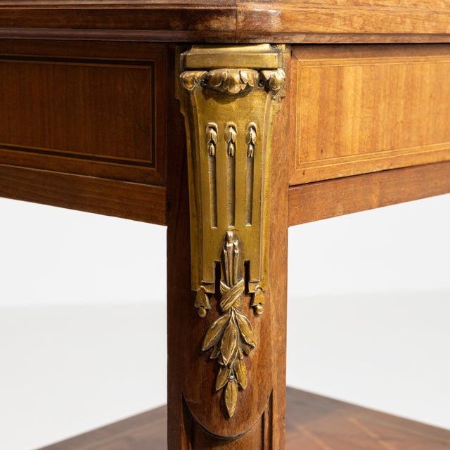 Louis XVI Marble-Top Side Table with Brass Details, Neoclassical Style, France, 19th Century For Sale - Image 9 of 13