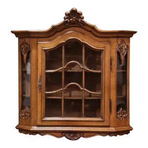 Early 20th Century French Louis XV Carved Walnut Wall Vitrine With Glass Door
